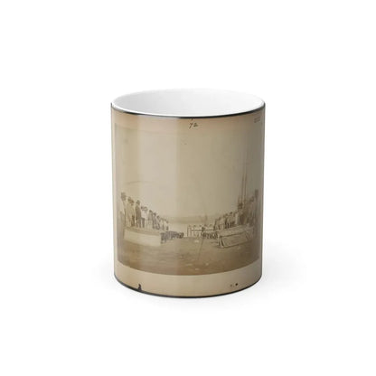 Military Construction in Northern Virginia  Men Standing on the Potomac River Bank With Assembled Blanket Boats (U.S. Civil War) Color Changing Coffee Mug 11oz - Go Mug Yourself