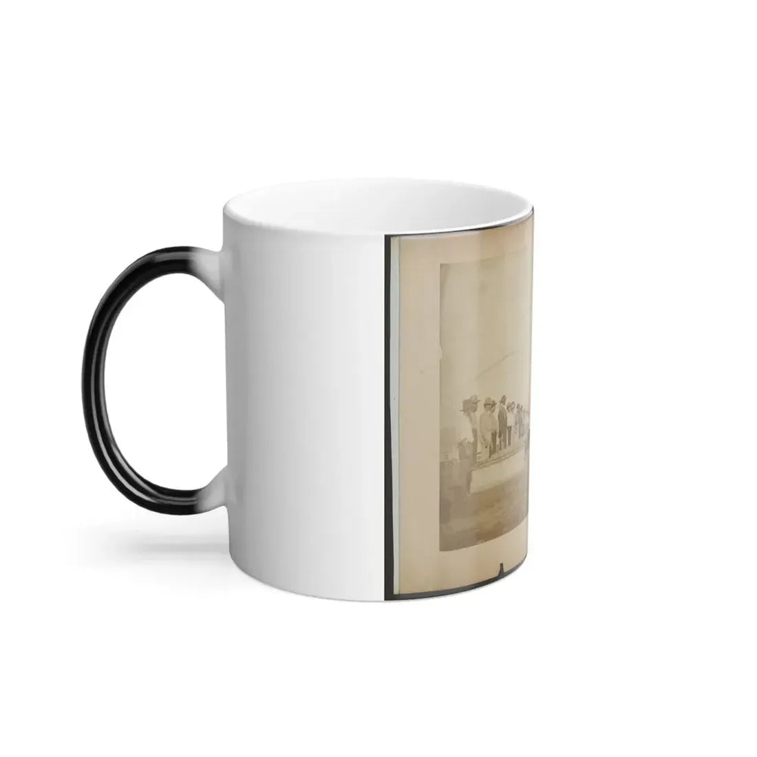 Military Construction in Northern Virginia  Men Standing on the Potomac River Bank With Assembled Blanket Boats (U.S. Civil War) Color Changing Coffee Mug 11oz - Go Mug Yourself