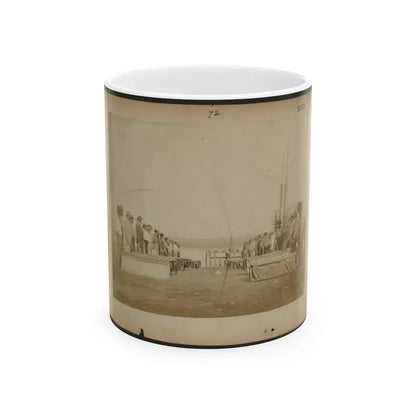 Military Construction In Northern Virginia  Men Standing On The Potomac River Bank With Assembled Blanket Boats (U.S. Civil War) White Coffee Mug 11oz - Go Mug Yourself