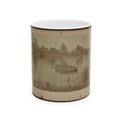 Military Construction In Northern Virginia  Raft Of Blanket Boats Ferrying Men Across The Potomac River (U.S. Civil War) White Coffee Mug 11oz - Go Mug Yourself