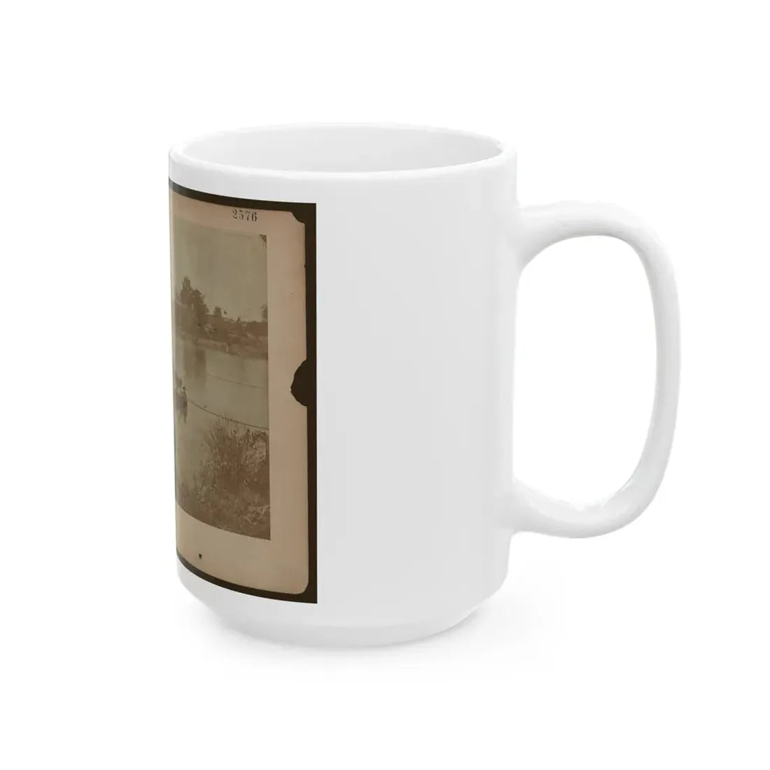 Military Construction In Northern Virginia  Raft Of Blanket Boats Ferrying Men Across The Potomac River (U.S. Civil War) White Coffee Mug - Go Mug Yourself