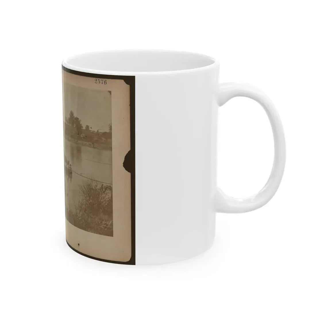 Military Construction In Northern Virginia  Raft Of Blanket Boats Ferrying Men Across The Potomac River (U.S. Civil War) White Coffee Mug - Go Mug Yourself
