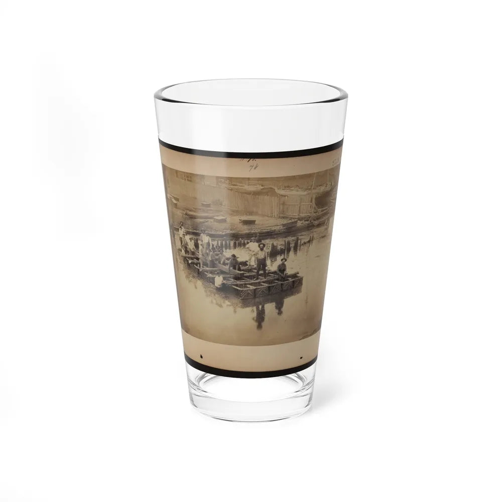 Military Construction In Northern Virginia Raft Of Blanket Boats Ferrying Men And Timber Across The Potomac River (U.S. Civil War) Pint Glass 16oz-16oz-Go Mug Yourself