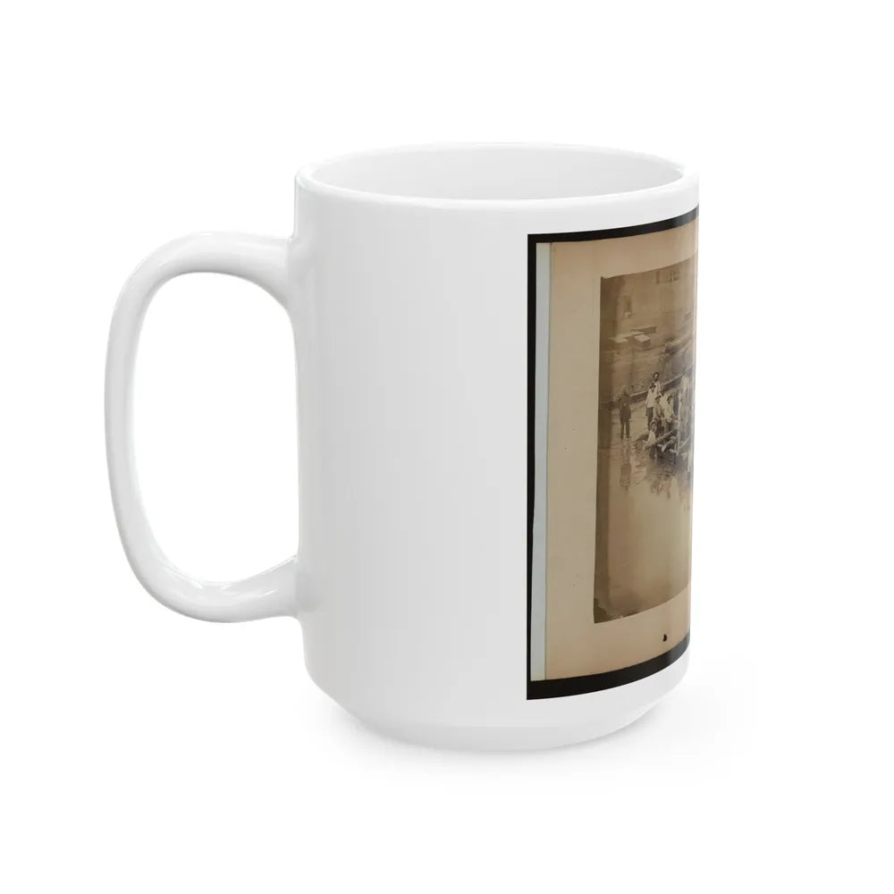 Military Construction In Northern Virginia Raft Of Blanket Boats Ferrying Men And Timber Across The Potomac River (U.S. Civil War) White Coffee Mug-Go Mug Yourself