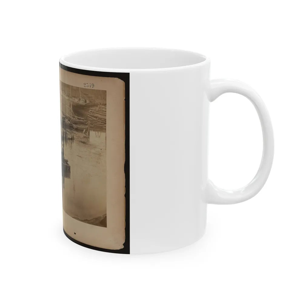 Military Construction In Northern Virginia Raft Of Blanket Boats Ferrying Men And Timber Across The Potomac River (U.S. Civil War) White Coffee Mug-Go Mug Yourself