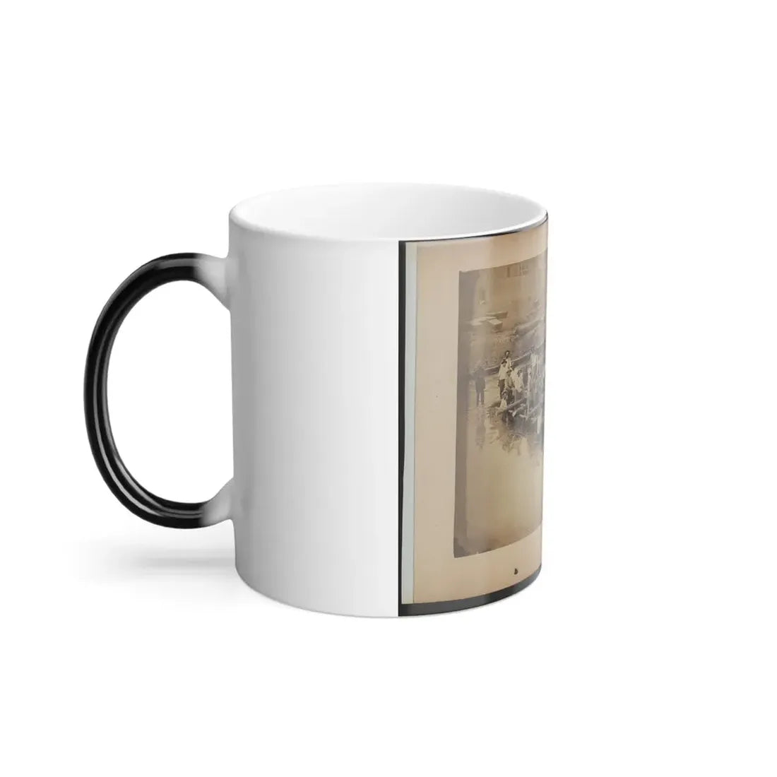 Military Construction in Northern Virginia  Raft of Blanket Boats Ferrying Men and Timber Across the Potomac River (U.S. Civil War) Color Changing Coffee Mug 11oz - Go Mug Yourself