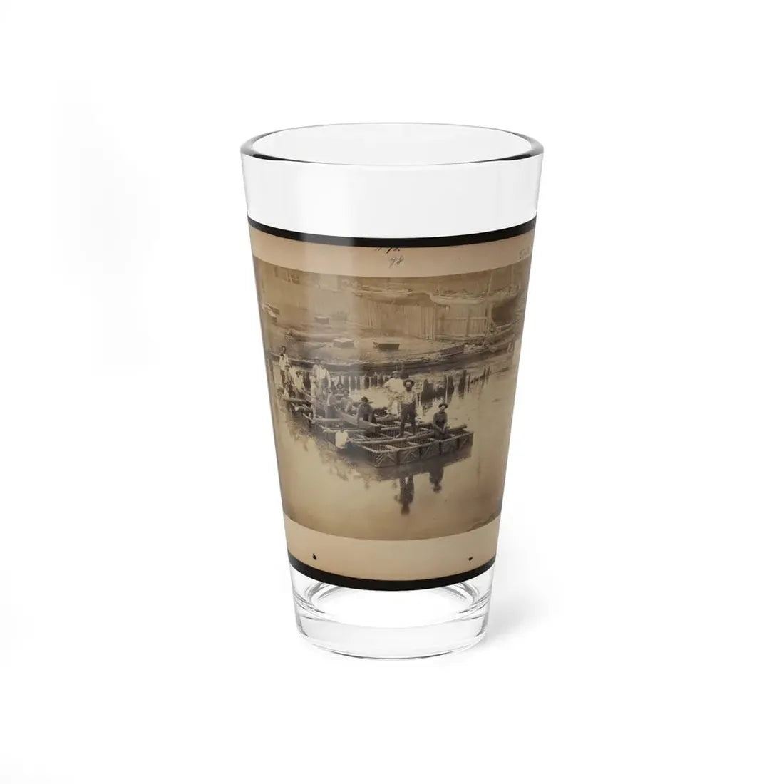 Military Construction In Northern Virginia  Raft Of Blanket Boats Ferrying Men And Timber Across The Potomac River (U.S. Civil War) Pint Glass 16oz 16oz - Go Mug Yourself