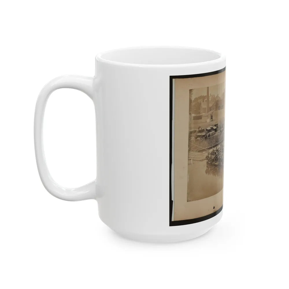 Military Construction In Northern Virginia Raft Of Blanket Boats Ferrying Soldiers Across The Potomac River 001 (U.S. Civil War) White Coffee Mug-Go Mug Yourself