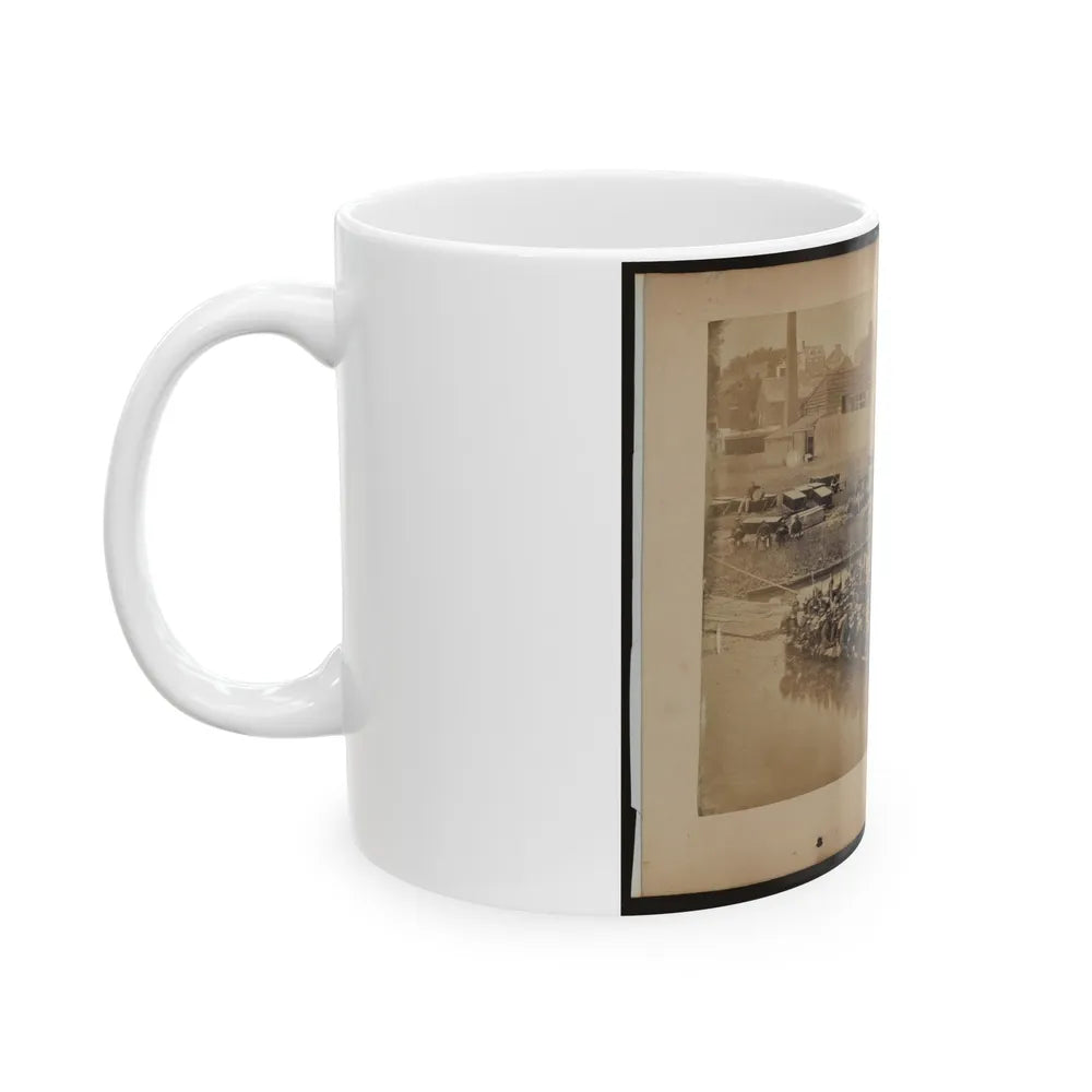 Military Construction In Northern Virginia Raft Of Blanket Boats Ferrying Soldiers Across The Potomac River 001 (U.S. Civil War) White Coffee Mug-Go Mug Yourself