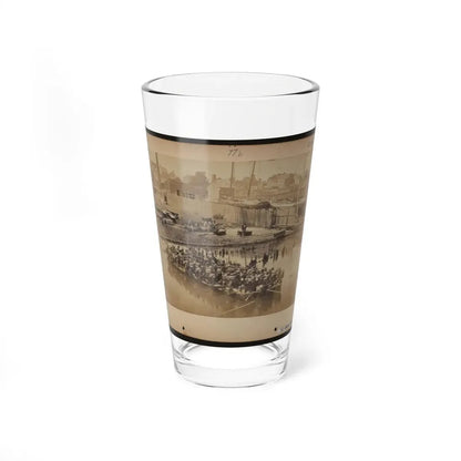 Military Construction In Northern Virginia  Raft Of Blanket Boats Ferrying Soldiers Across The Potomac River 001 (U.S. Civil War) Pint Glass 16oz 16oz - Go Mug Yourself