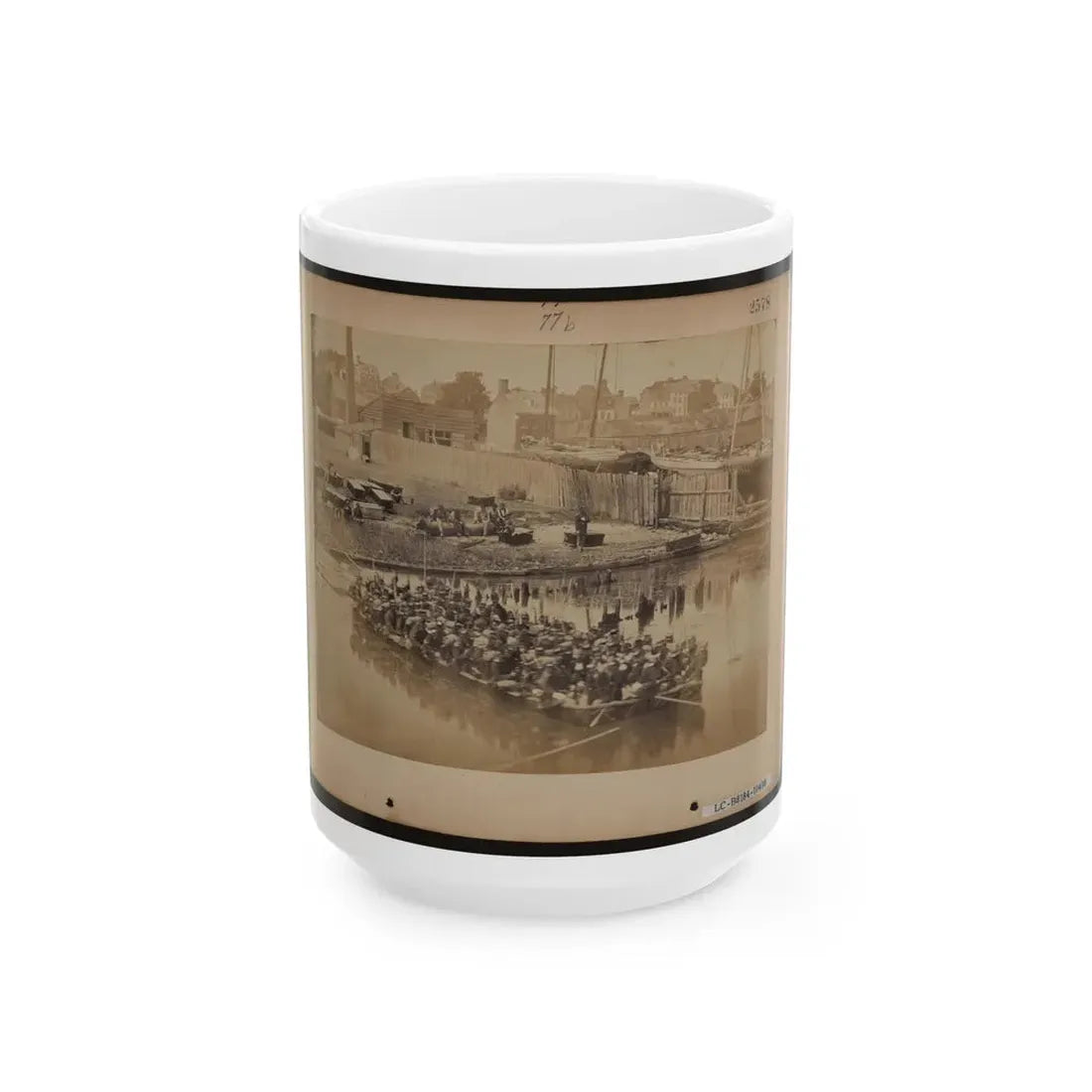 Military Construction In Northern Virginia  Raft Of Blanket Boats Ferrying Soldiers Across The Potomac River 001 (U.S. Civil War) White Coffee Mug 15oz - Go Mug Yourself
