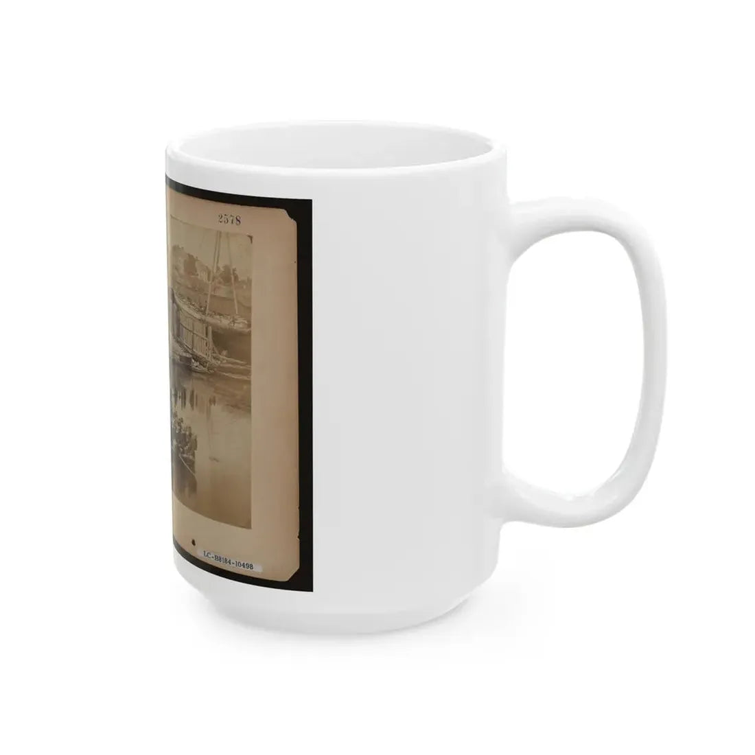 Military Construction In Northern Virginia  Raft Of Blanket Boats Ferrying Soldiers Across The Potomac River 001 (U.S. Civil War) White Coffee Mug - Go Mug Yourself