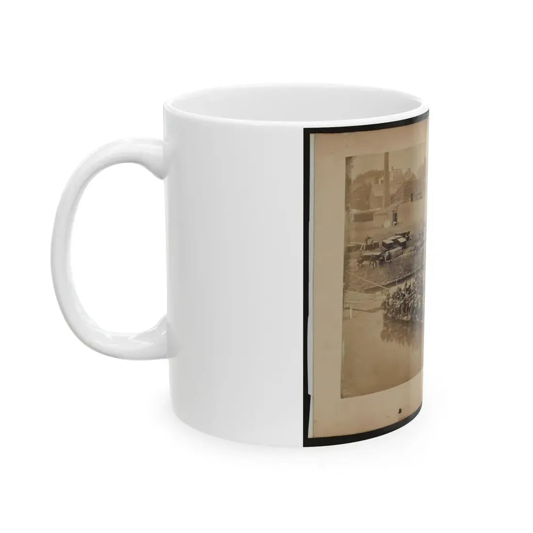 Military Construction In Northern Virginia  Raft Of Blanket Boats Ferrying Soldiers Across The Potomac River 001 (U.S. Civil War) White Coffee Mug - Go Mug Yourself