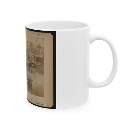 Military Construction In Northern Virginia  Raft Of Blanket Boats Ferrying Soldiers Across The Potomac River 001 (U.S. Civil War) White Coffee Mug - Go Mug Yourself