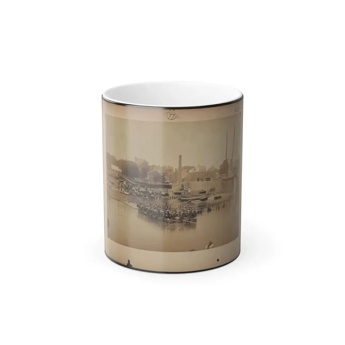 Military Construction in Northern Virginia  Raft of Blanket Boats Ferrying Soldiers Across the Potomac River (U.S. Civil War) Color Changing Coffee Mug 11oz Default Title 11oz - Go Mug Yourself