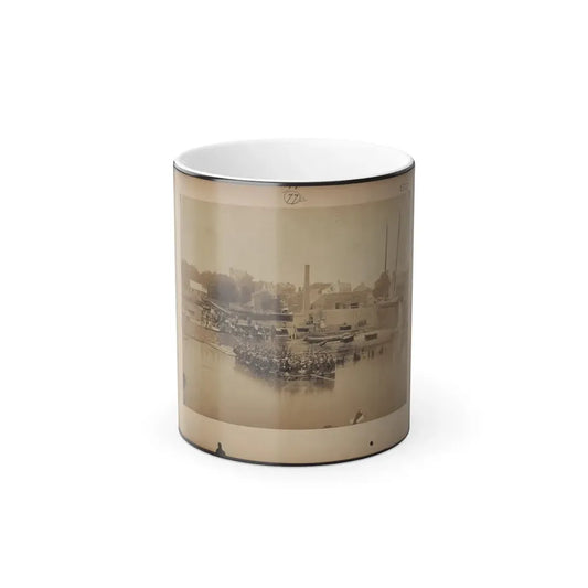 Military Construction in Northern Virginia  Raft of Blanket Boats Ferrying Soldiers Across the Potomac River (U.S. Civil War) Color Changing Coffee Mug 11oz Default Title 11oz - Go Mug Yourself
