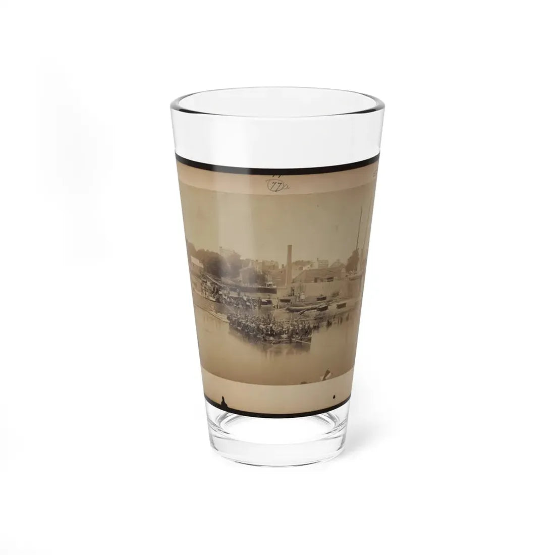 Military Construction In Northern Virginia  Raft Of Blanket Boats Ferrying Soldiers Across The Potomac River (U.S. Civil War) Pint Glass 16oz 16oz - Go Mug Yourself