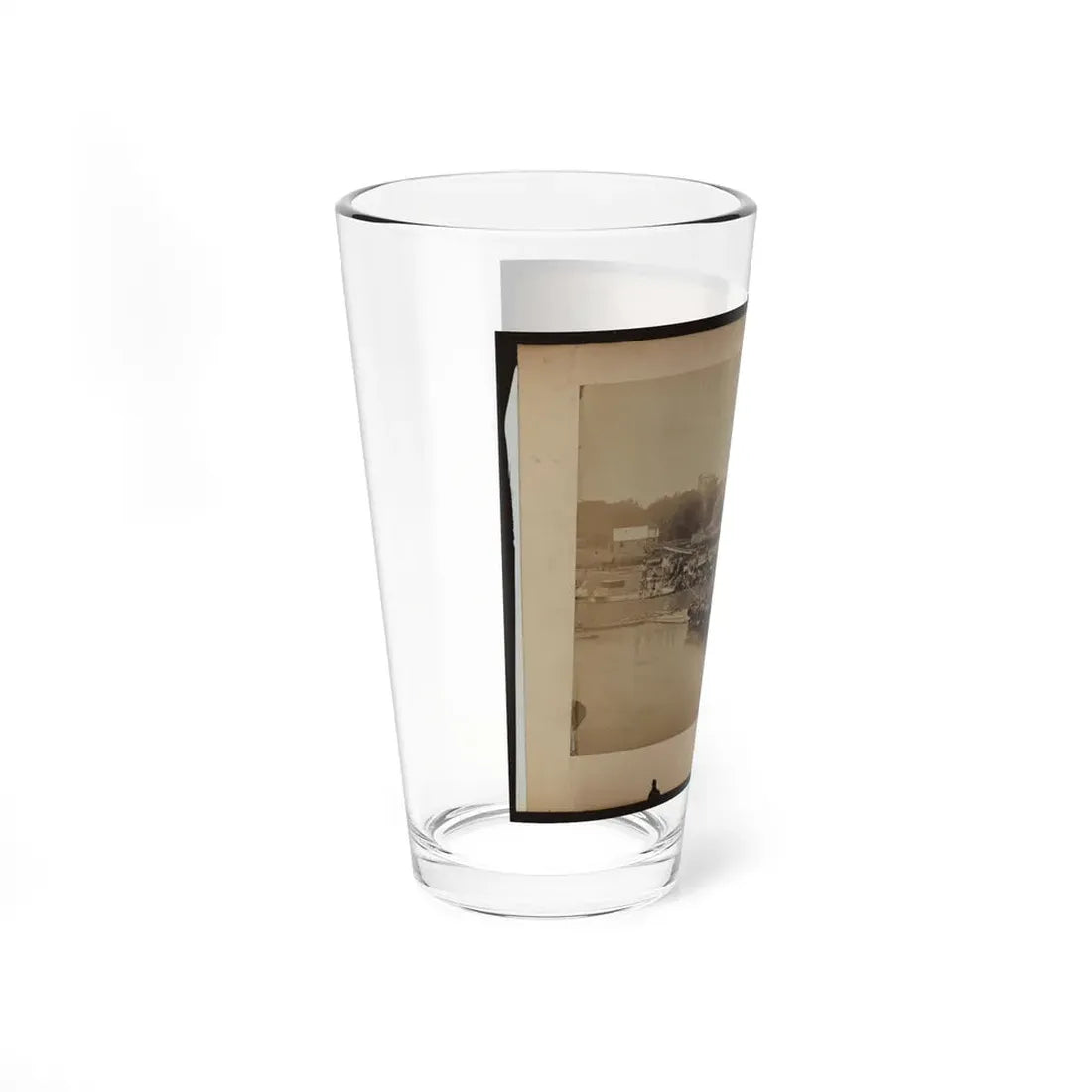 Military Construction In Northern Virginia  Raft Of Blanket Boats Ferrying Soldiers Across The Potomac River (U.S. Civil War) Pint Glass 16oz - Go Mug Yourself