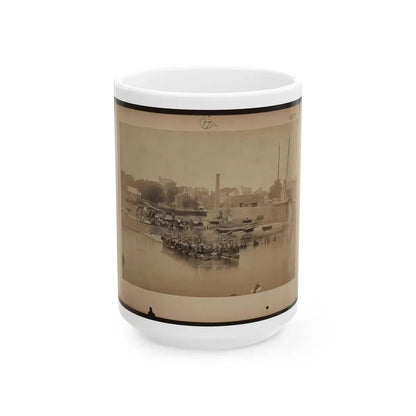 Military Construction In Northern Virginia  Raft Of Blanket Boats Ferrying Soldiers Across The Potomac River (U.S. Civil War) White Coffee Mug 15oz - Go Mug Yourself