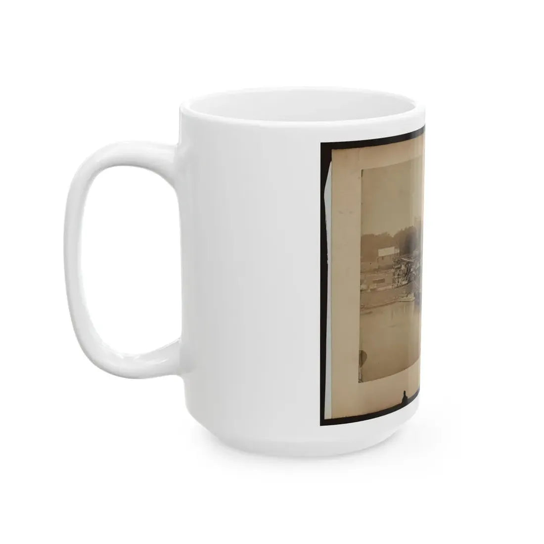 Military Construction In Northern Virginia  Raft Of Blanket Boats Ferrying Soldiers Across The Potomac River (U.S. Civil War) White Coffee Mug - Go Mug Yourself