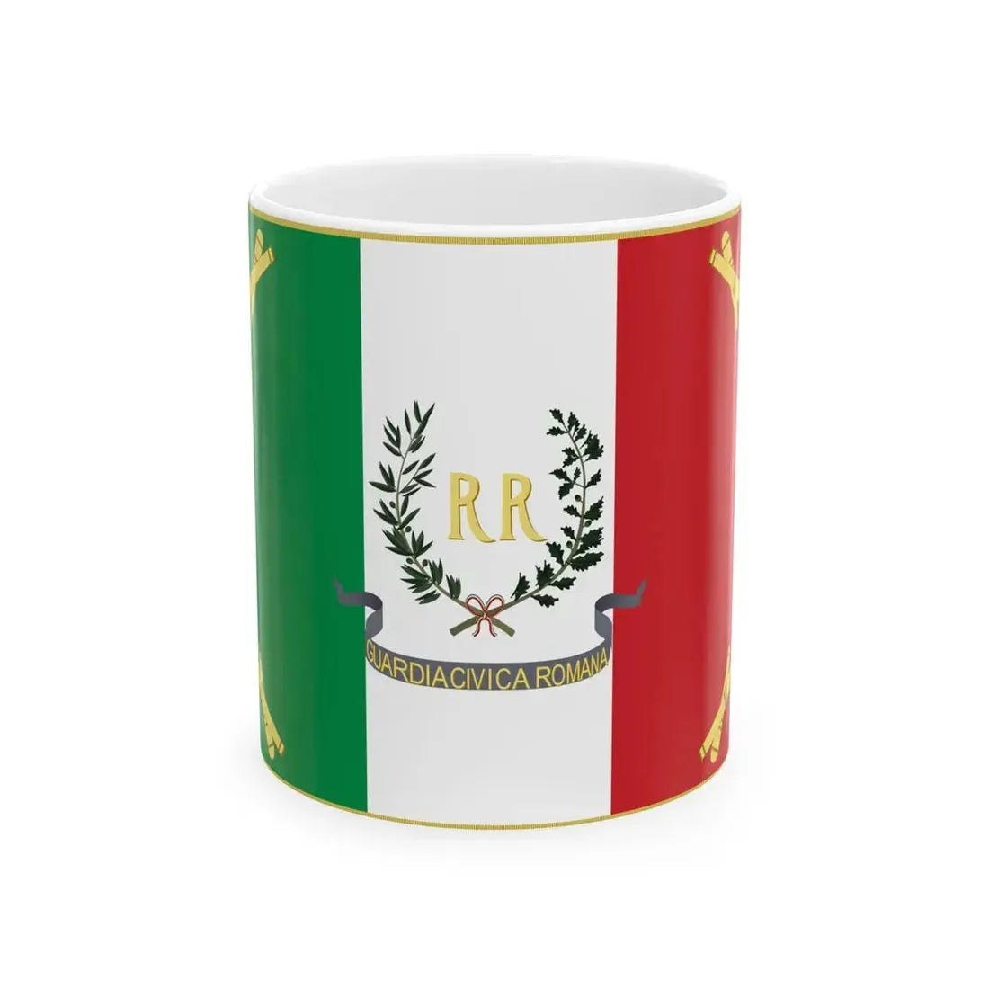 Military flag of the Roman Republic 19th century (Italy) White Coffee Mug 11oz - Go Mug Yourself