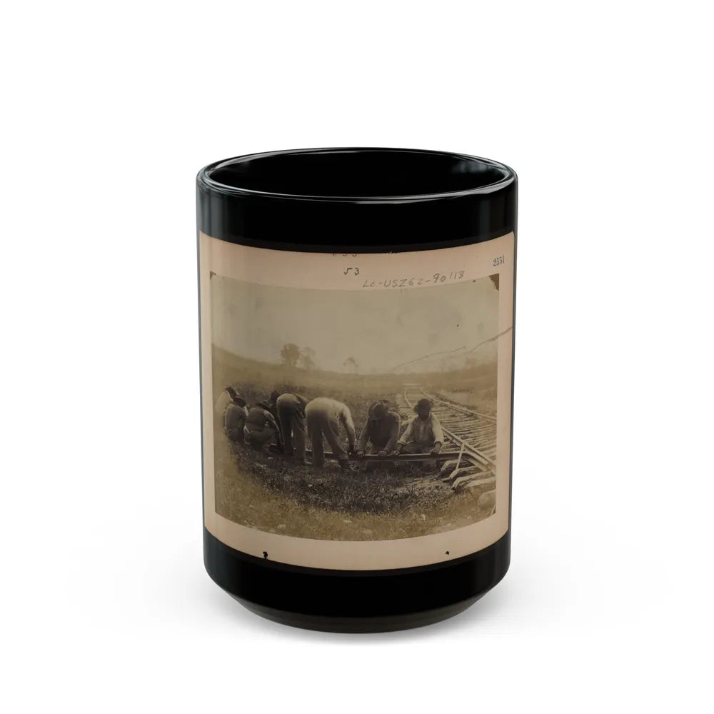 Military Railroad Operations In Northern Virginia African American Laborers Twisting Rail (U.S. Civil War) Black Coffee Mug-15oz-Go Mug Yourself