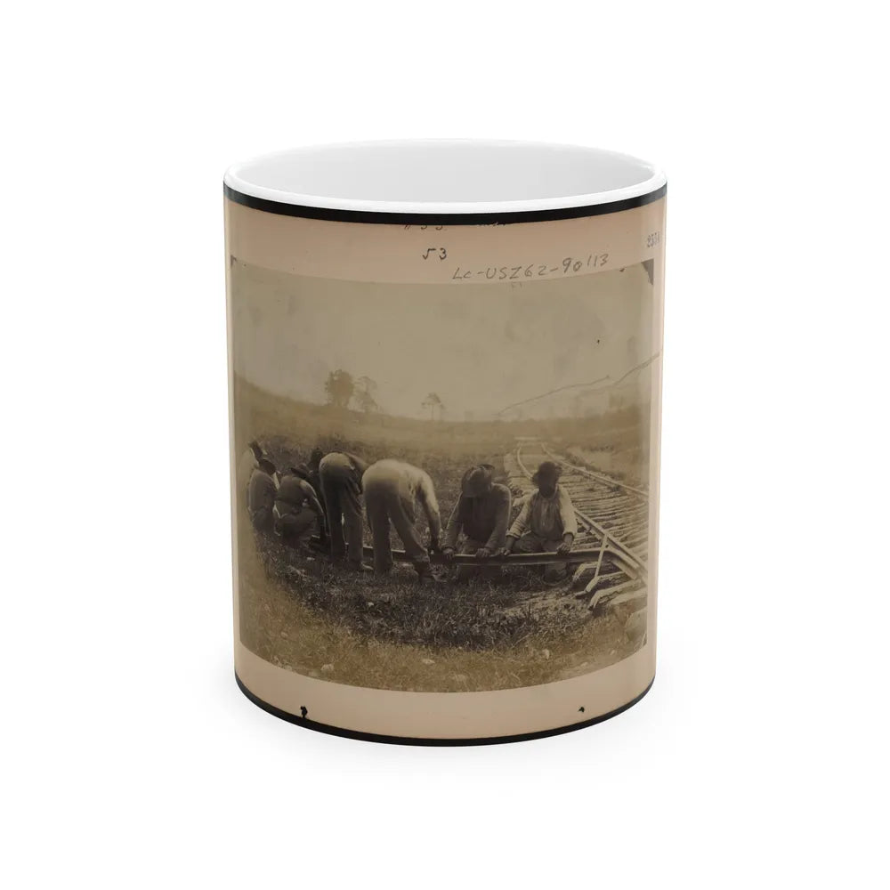 Military Railroad Operations In Northern Virginia African American Laborers Twisting Rail (U.S. Civil War) White Coffee Mug-11oz-Go Mug Yourself