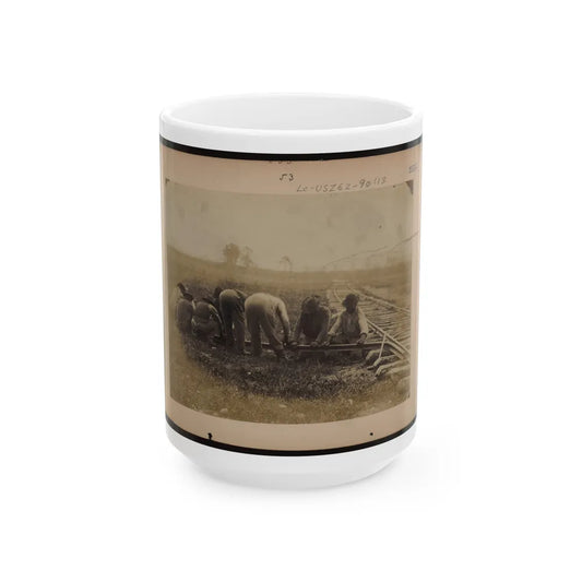 Military Railroad Operations In Northern Virginia African American Laborers Twisting Rail (U.S. Civil War) White Coffee Mug-15oz-Go Mug Yourself