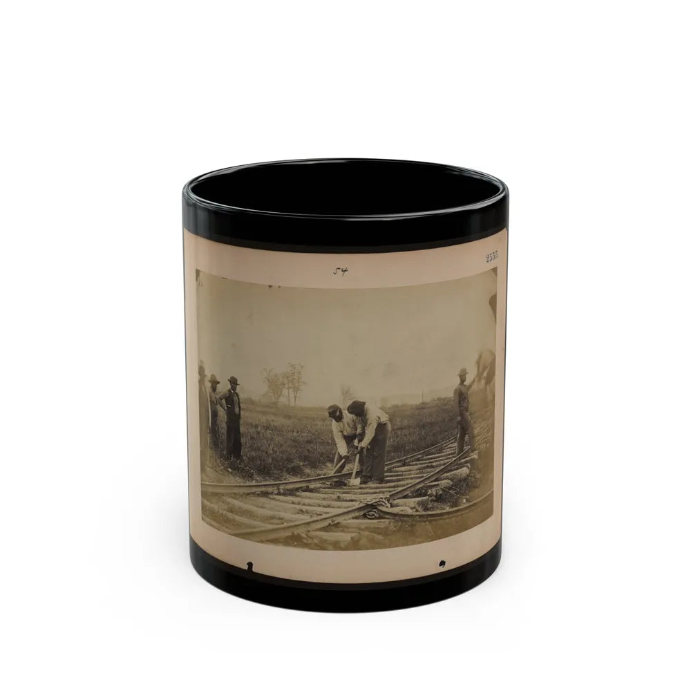 Military Railroad Operations In Northern Virginia African American Laborers Working On Rail (U.S. Civil War) Black Coffee Mug-11oz-Go Mug Yourself