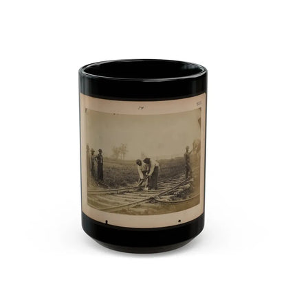 Military Railroad Operations In Northern Virginia  African American Laborers Working On Rail (U.S. Civil War) Black Coffee Mug 15oz - Go Mug Yourself