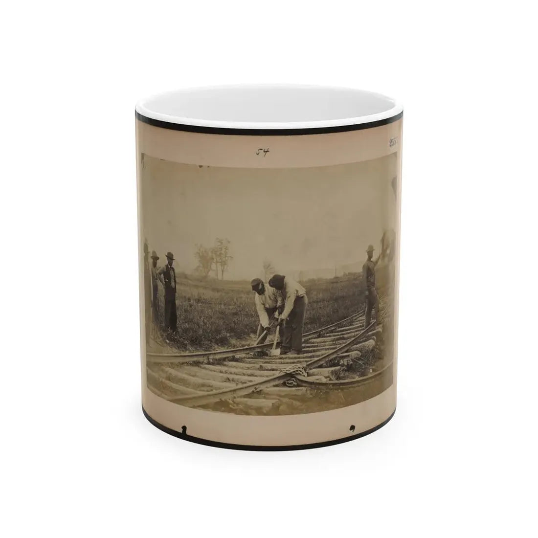 Military Railroad Operations In Northern Virginia  African American Laborers Working On Rail (U.S. Civil War) White Coffee Mug 11oz - Go Mug Yourself
