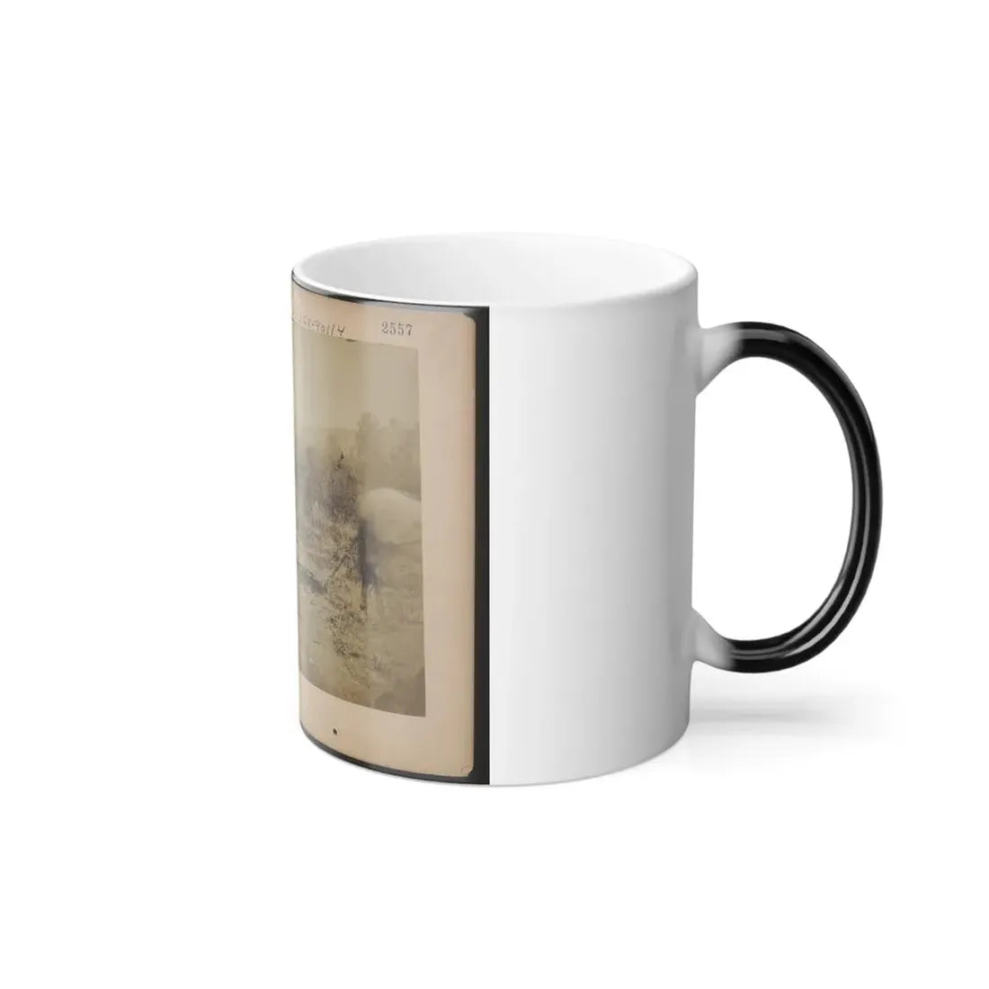 Military Railroad Operations in Northern Virginia  Man Standing on Railroad Tracks Holding Twisted Rail (U.S. Civil War) Color Changing Coffee Mug 11oz - Go Mug Yourself