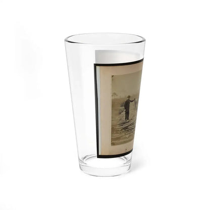 Military Railroad Operations In Northern Virginia  Man Standing On Railroad Tracks Holding Twisted Rail (U.S. Civil War) Pint Glass 16oz - Go Mug Yourself