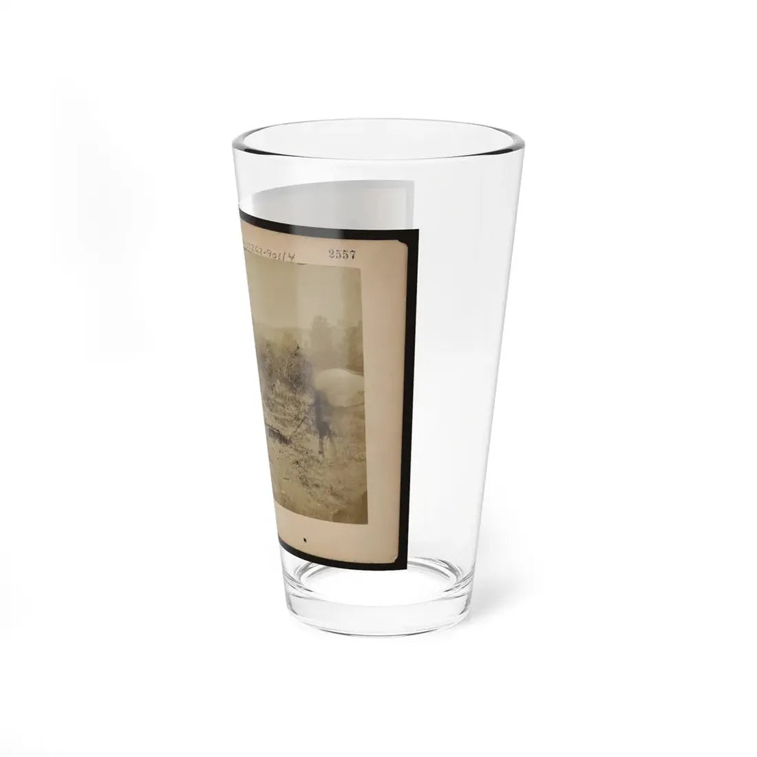 Military Railroad Operations In Northern Virginia  Man Standing On Railroad Tracks Holding Twisted Rail (U.S. Civil War) Pint Glass 16oz - Go Mug Yourself