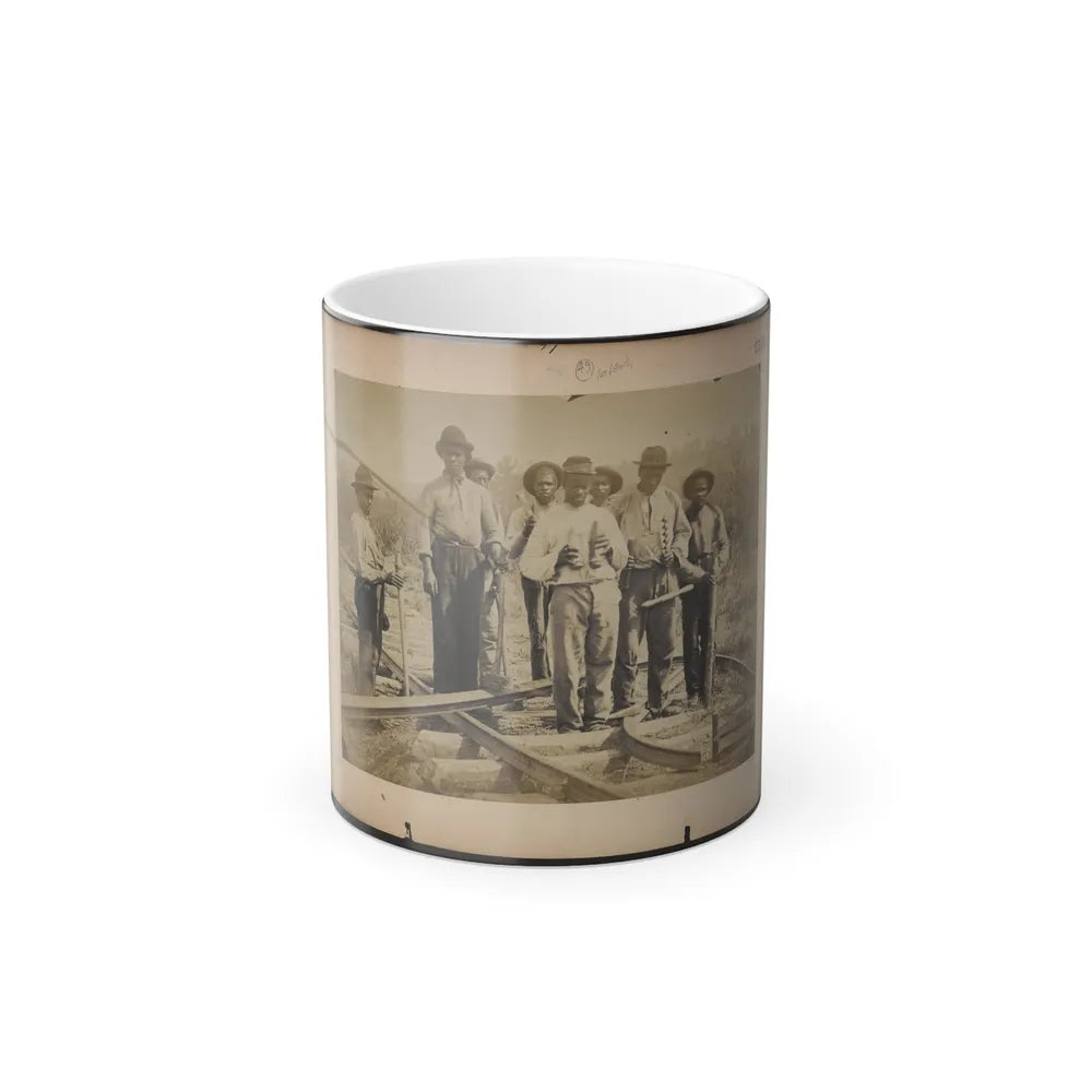 Military Railroad Operations in Northern Virginia Men Standing on Railroad Track (U.S. Civil War) Color Changing Coffee Mug 11oz-11oz-Go Mug Yourself