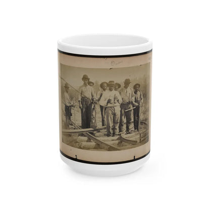 Military Railroad Operations In Northern Virginia Men Standing On Railroad Track (U.S. Civil War) White Coffee Mug-15oz-Go Mug Yourself