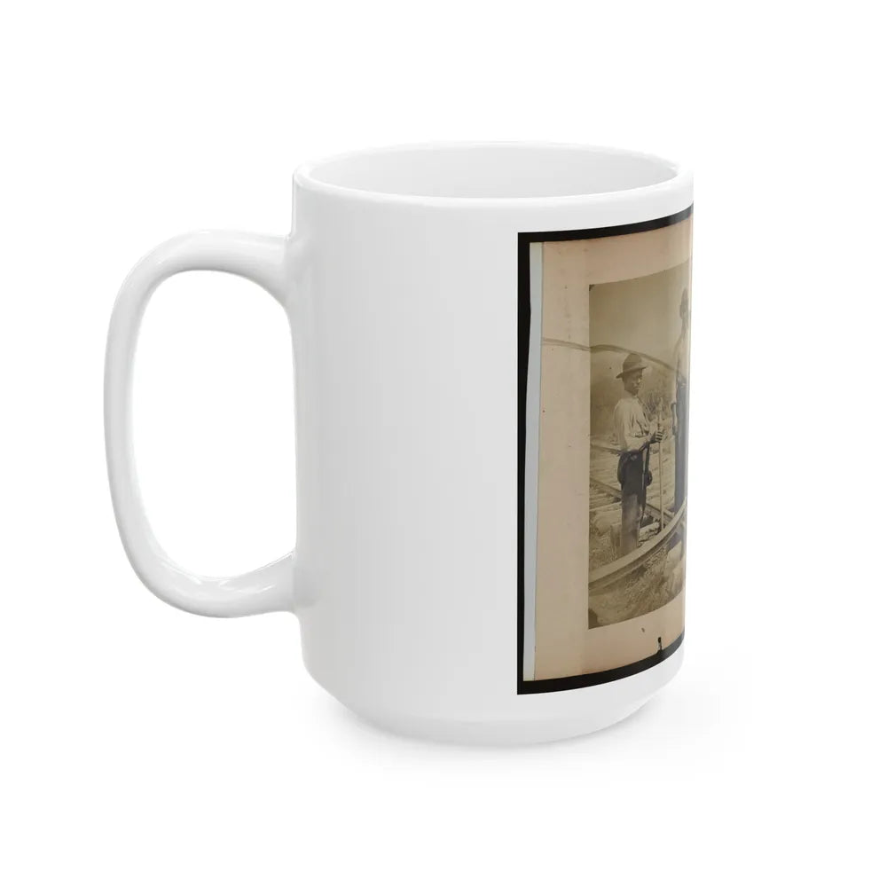 Military Railroad Operations In Northern Virginia Men Standing On Railroad Track (U.S. Civil War) White Coffee Mug-Go Mug Yourself