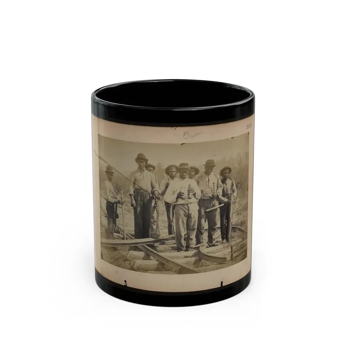 Military Railroad Operations In Northern Virginia  Men Standing On Railroad Track (U.S. Civil War) Black Coffee Mug 11oz - Go Mug Yourself