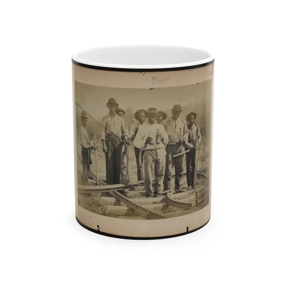 Military Railroad Operations In Northern Virginia  Men Standing On Railroad Track (U.S. Civil War) White Coffee Mug 11oz - Go Mug Yourself