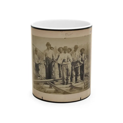 Military Railroad Operations In Northern Virginia  Men Standing On Railroad Track (U.S. Civil War) White Coffee Mug 11oz - Go Mug Yourself