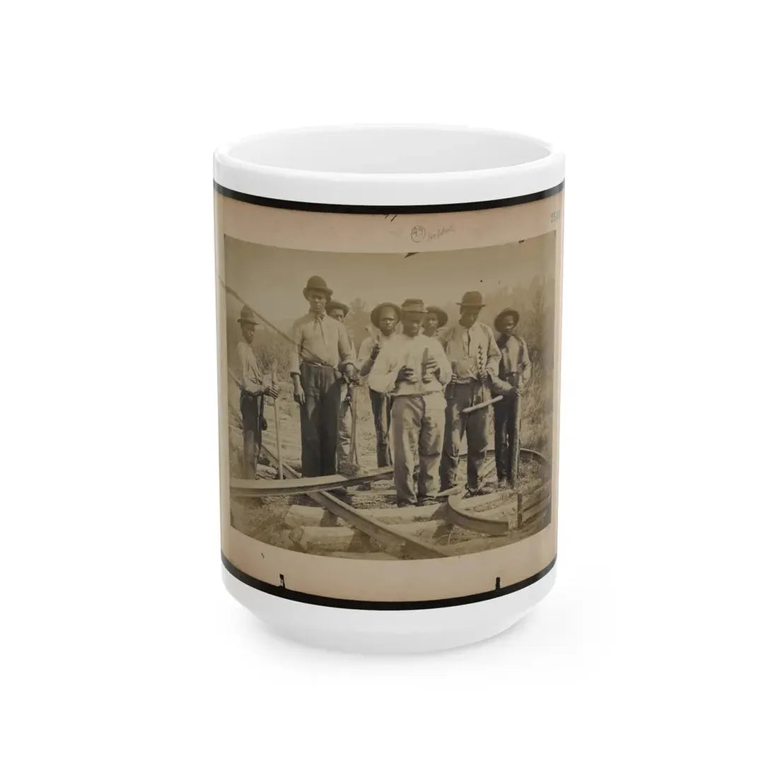 Military Railroad Operations In Northern Virginia  Men Standing On Railroad Track (U.S. Civil War) White Coffee Mug 15oz - Go Mug Yourself