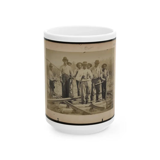 Military Railroad Operations In Northern Virginia  Men Standing On Railroad Track (U.S. Civil War) White Coffee Mug 15oz - Go Mug Yourself