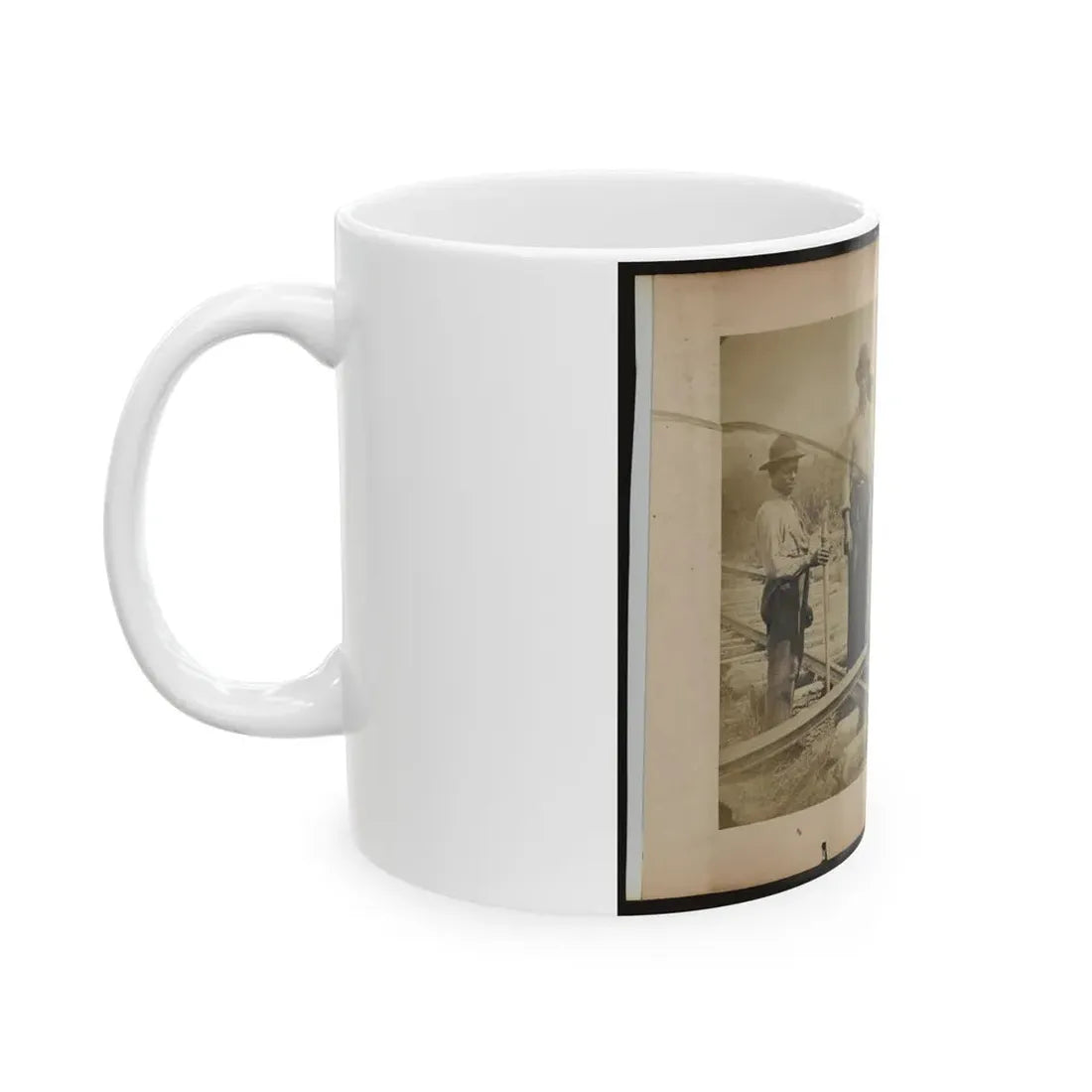 Military Railroad Operations In Northern Virginia  Men Standing On Railroad Track (U.S. Civil War) White Coffee Mug - Go Mug Yourself