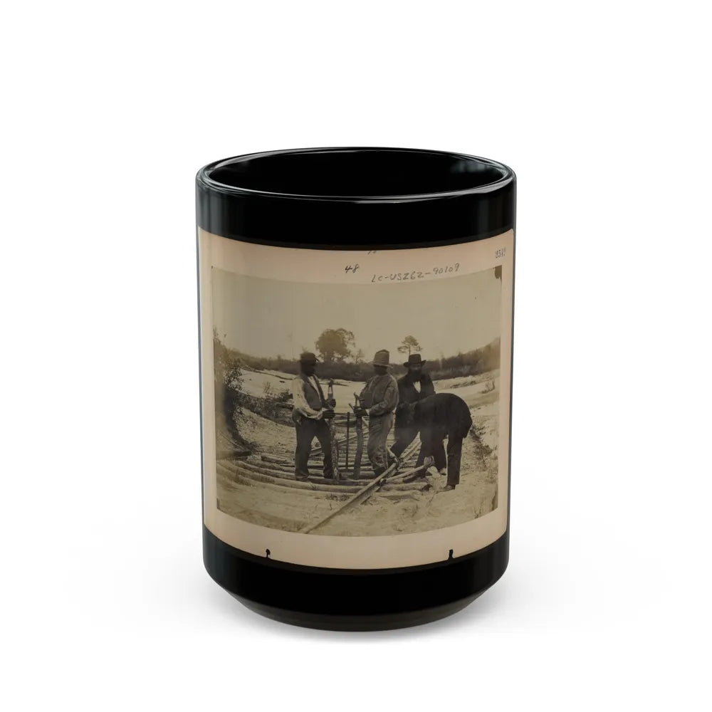 Military Railroad Operations In Northern Virginia Men Using Levers For Loosening Rails 001 (U.S. Civil War) Black Coffee Mug-15oz-Go Mug Yourself