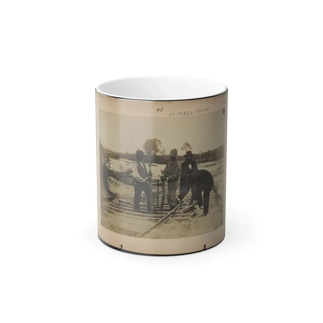 Military Railroad Operations in Northern Virginia  Men Using Levers for Loosening Rails 001 (U.S. Civil War) Color Changing Coffee Mug 11oz Default Title 11oz - Go Mug Yourself