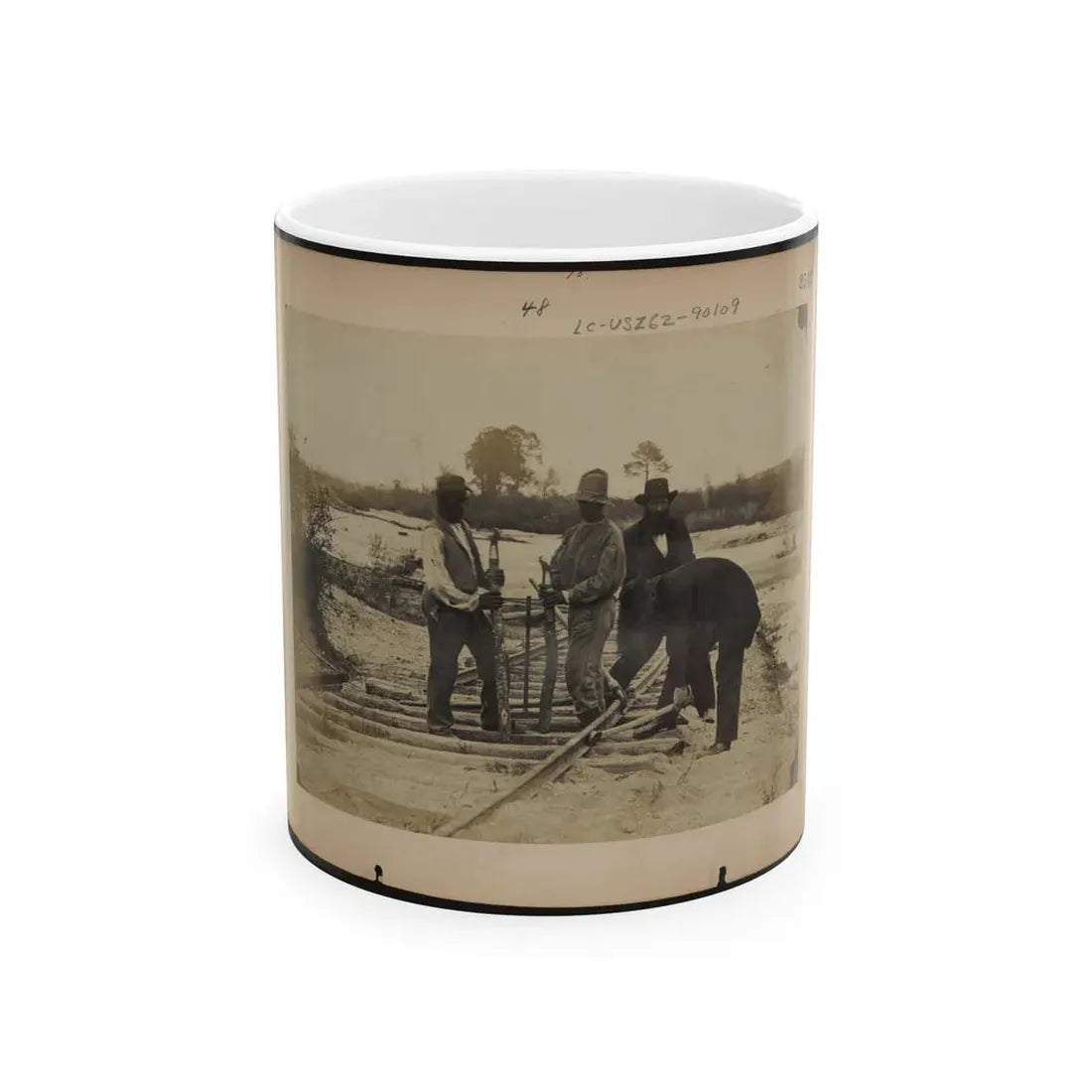 Military Railroad Operations In Northern Virginia  Men Using Levers For Loosening Rails 001 (U.S. Civil War) White Coffee Mug 11oz - Go Mug Yourself