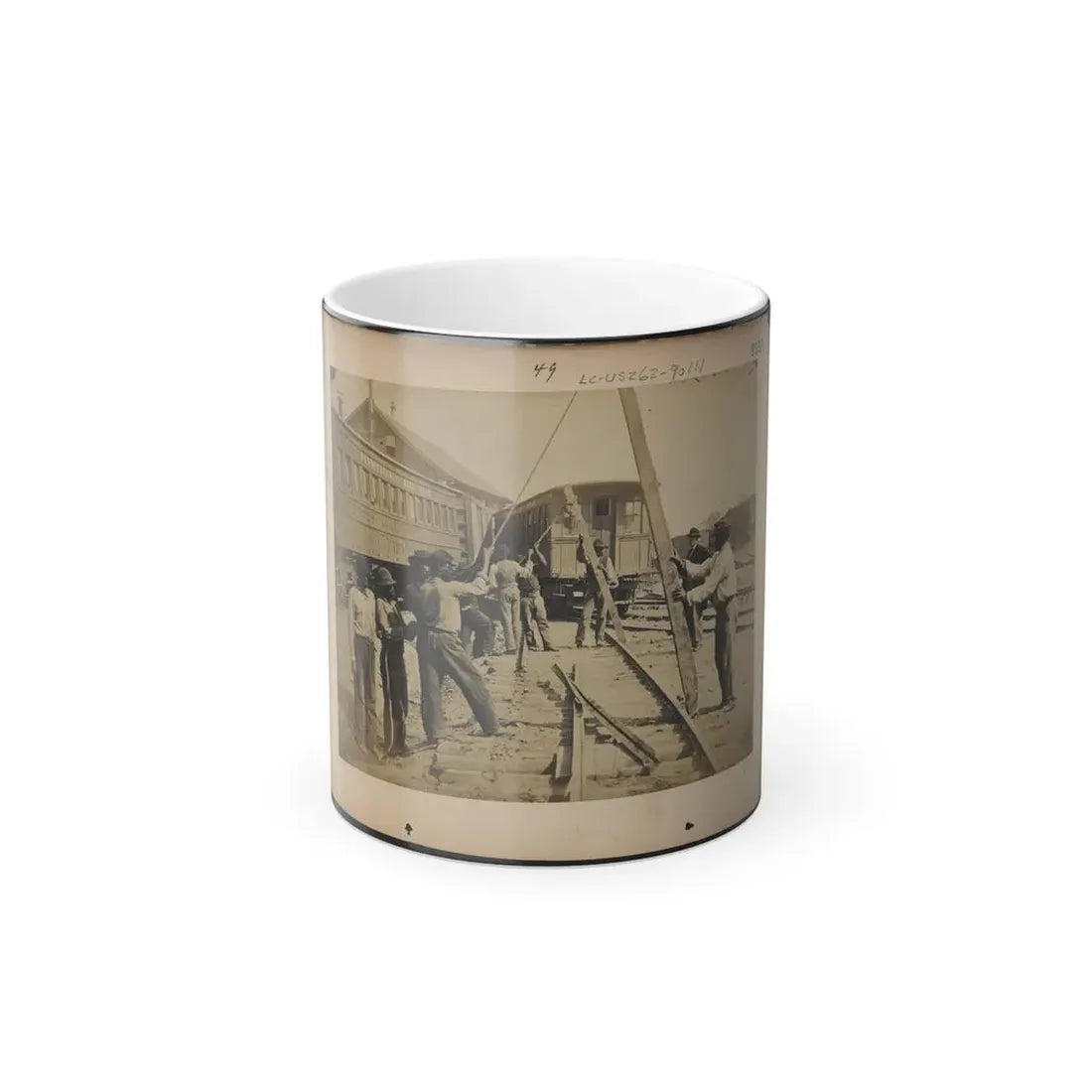 Military Railroad Operations in Northern Virginia  Men Using Levers for Loosening Rails(2) (U.S. Civil War) Color Changing Coffee Mug 11oz Default Title 11oz - Go Mug Yourself
