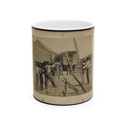 Military Railroad Operations In Northern Virginia  Men Using Levers For Loosening Rails(2) (U.S. Civil War) White Coffee Mug 11oz - Go Mug Yourself