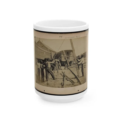 Military Railroad Operations In Northern Virginia  Men Using Levers For Loosening Rails(2) (U.S. Civil War) White Coffee Mug 15oz - Go Mug Yourself