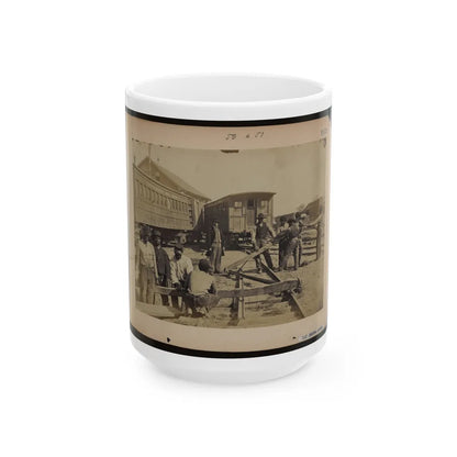 Military Railroad Operations In Northern Virginia Men Using Levers For Loosening Rails (U.S. Civil War) White Coffee Mug-15oz-Go Mug Yourself